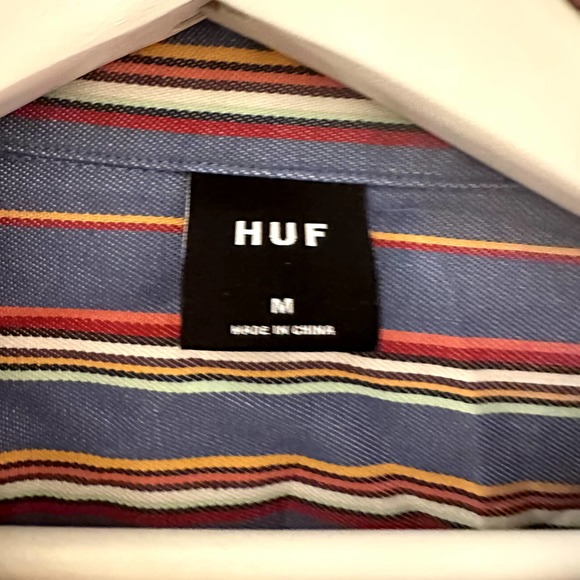 HUF Men's Multicolor Striped Long Sleeve Button-Down Shirt Size Medium - Picture 5 of 8